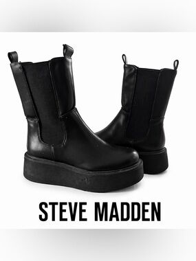 Steve Madden Black Platform Chelsea Boots - Never Worn - Size 8.5